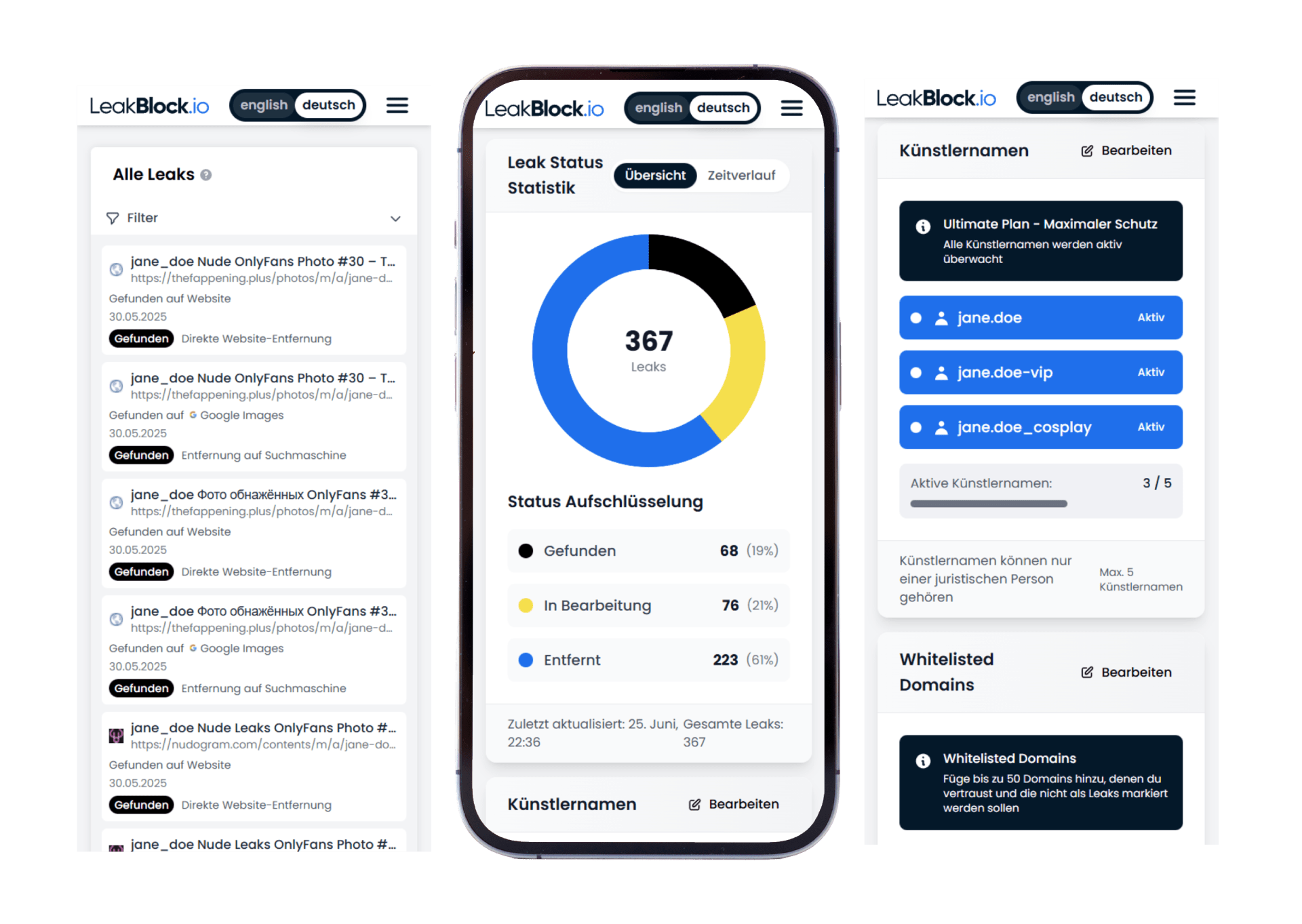 Image of the LeakBlock.io application dashboard