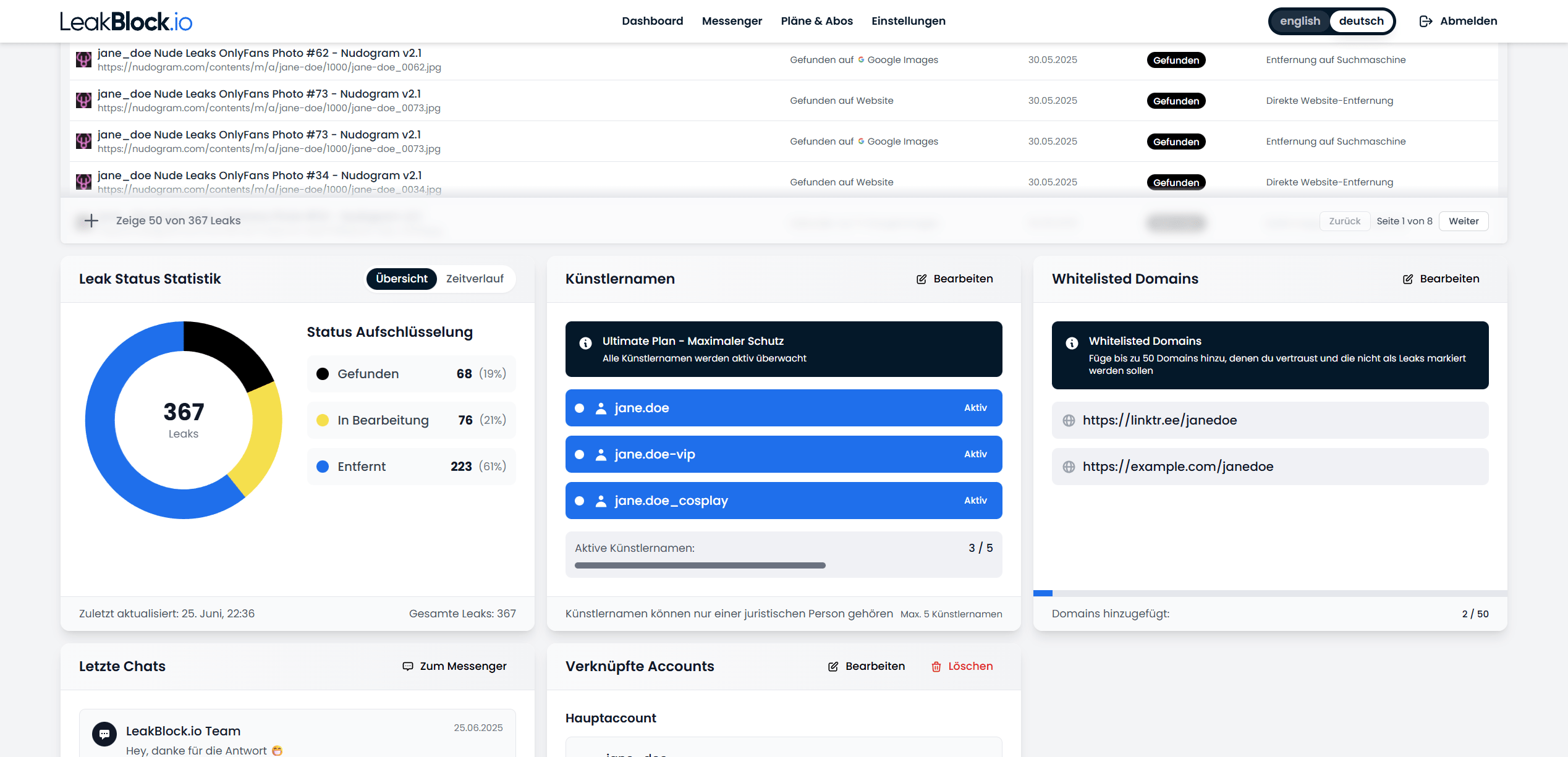 Image of the LeakBlock.io application dashboard
